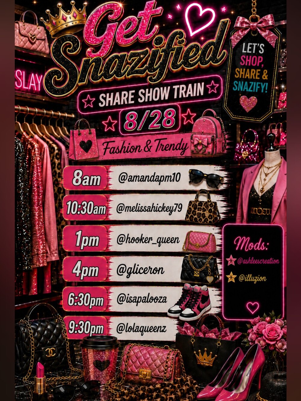 8/28Get Snazified! Fashion & Trendy Friday Share Show Train